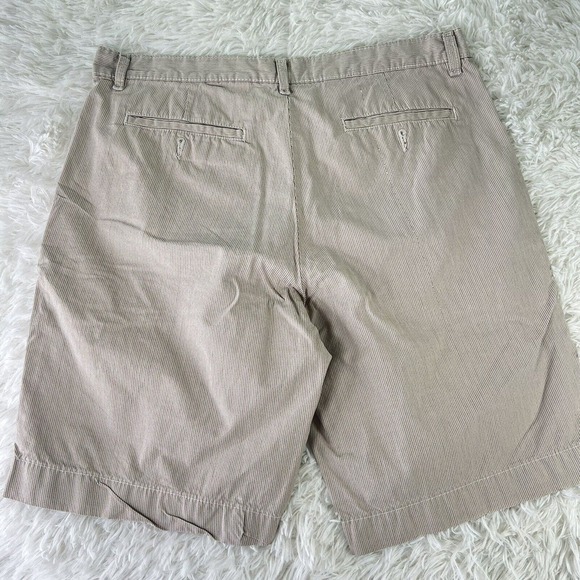 Alfani Men’s Shorts Size 34 Beige Tan Striped Plaid Shorts Front Back Pockets - Picture 6 of 7